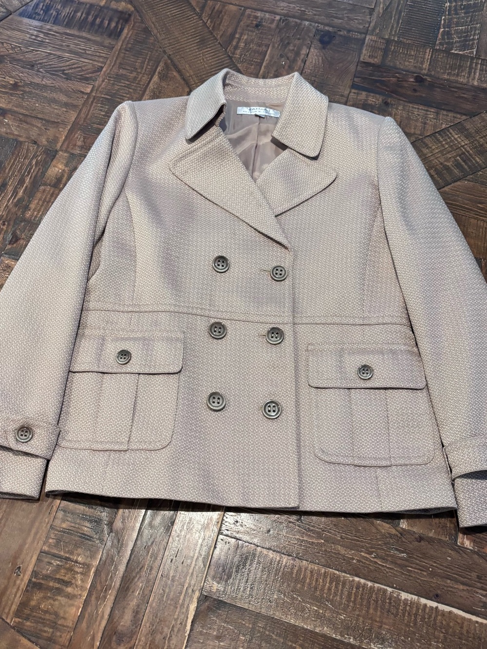 Tahari ASL Double-Breasted Blazer in  Taupe size 10